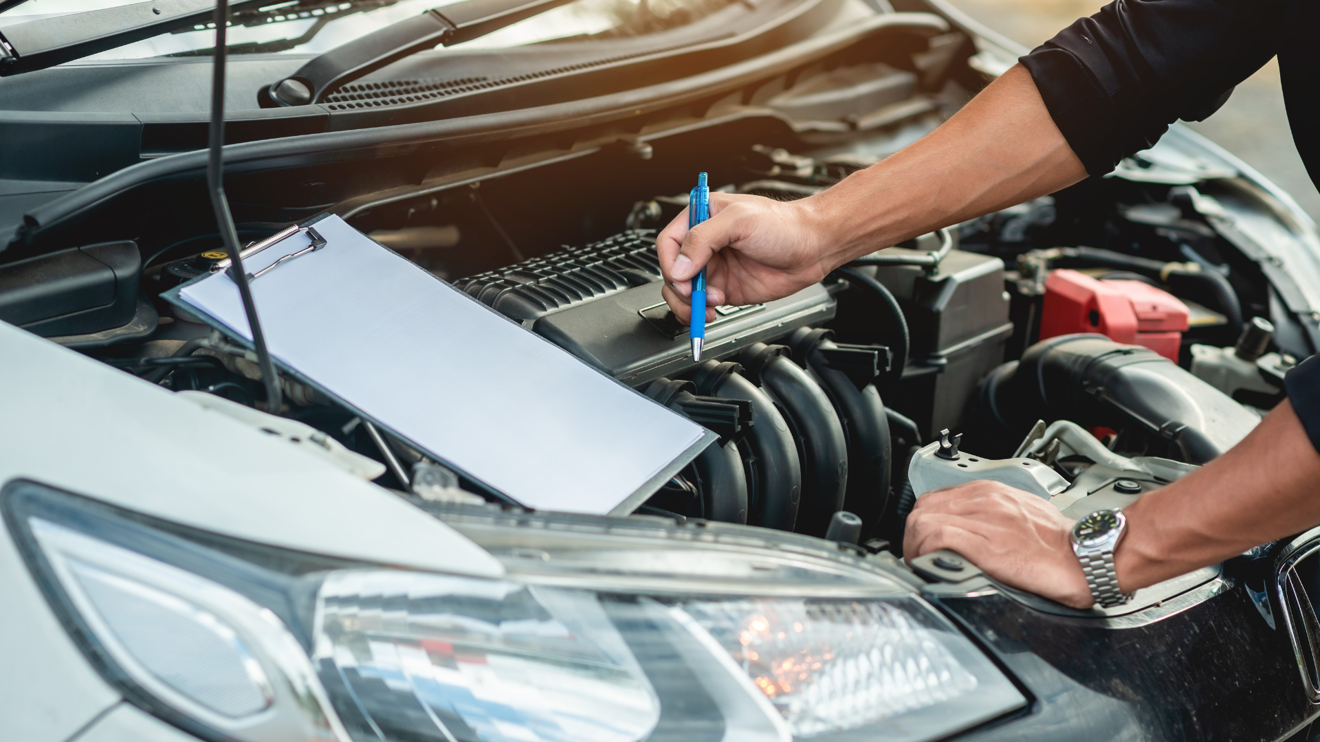 My Car Care Services technician performing courtesy inspection services on a customer vehicle in Fredericksburg, VA