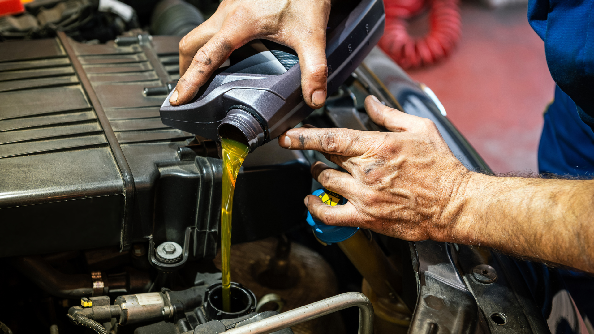 My Car Care Services technician performing oil change services on a customer vehicle in Fredericksburg, VA