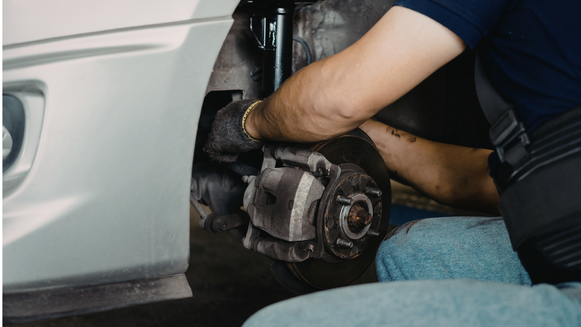 My Car Care Services technician performing suspension services on a customer vehicle in Fredericksburg, VA