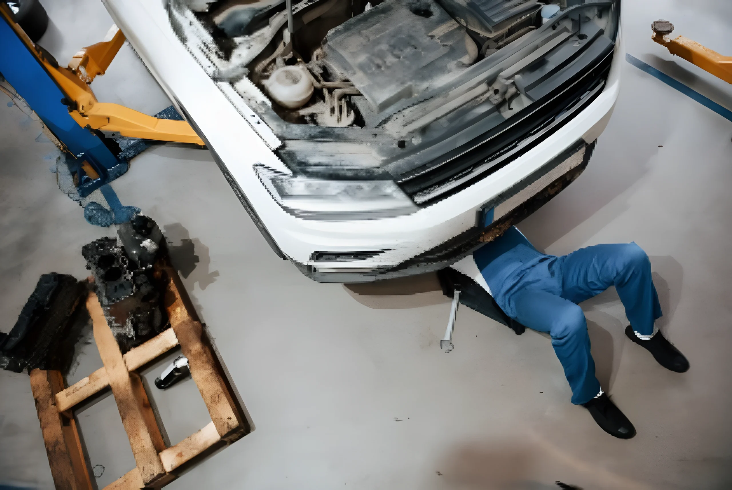 Technician performing car engine diagnostics at My Car Care